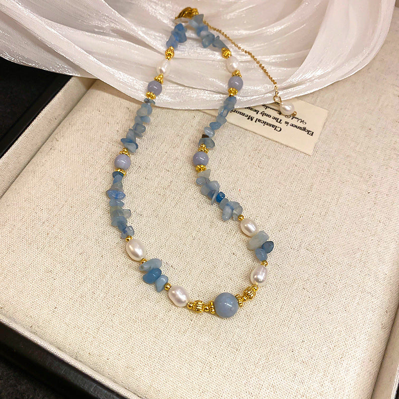 A302  Boho Shell Bead Turquoise Beaded Necklace, Light Luxury Minimalist Luxury Clavicle Necklace for Women