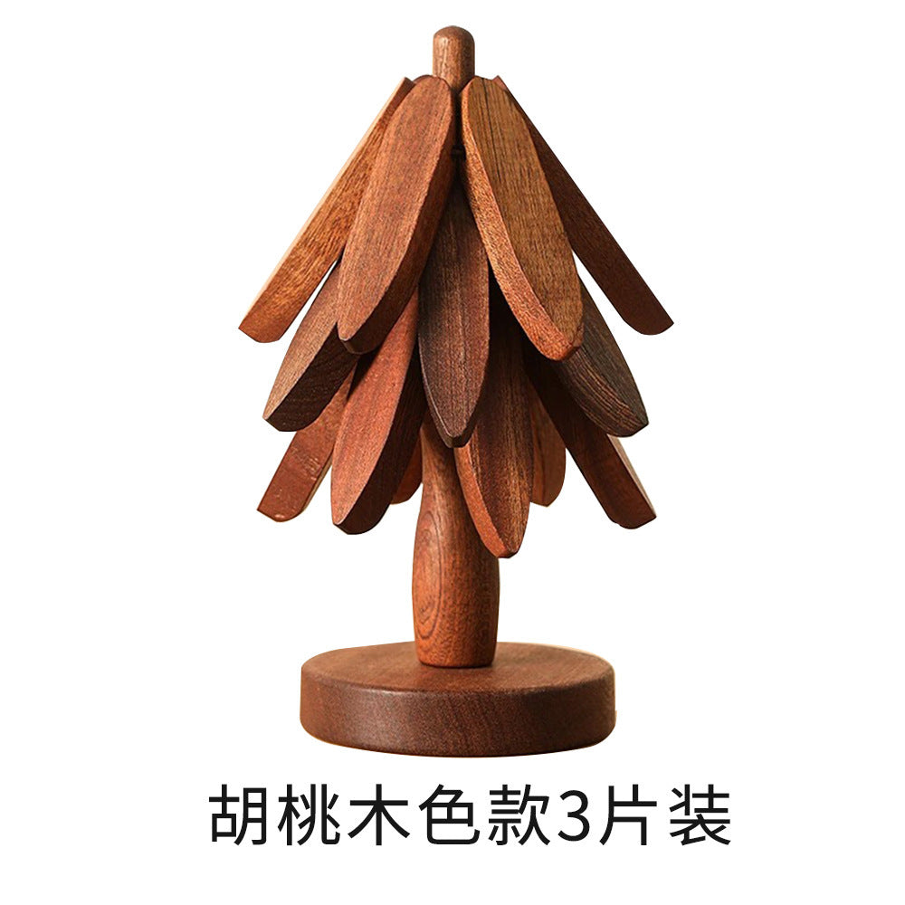 Wooden Tree Coasters Hot Plate Mats for Hot Dishes, Tree Coaster Set, Wooden Coasters for Hot Dishes, Pots, Bowls, Tea Kettles, Fondue Holders
