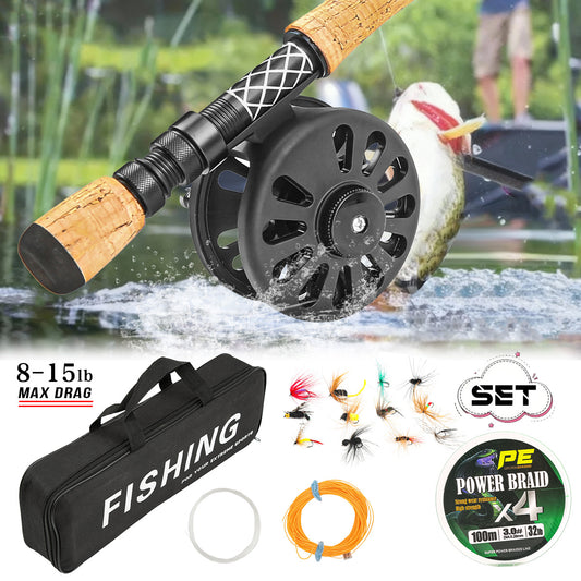 A260  Carbon Fiber Fly Fishing Gear 2.4/2.7m Long Casting Fly Rod, Reel Line Lures Hooks Complete Kit