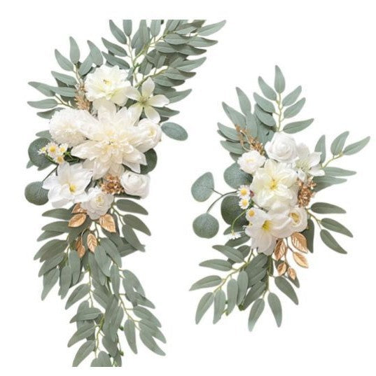 Faux Arch Flower Swag Set of 2 for Wedding Welcome Signs Floral Swag Wedding Reception Ceremony Signs Decor