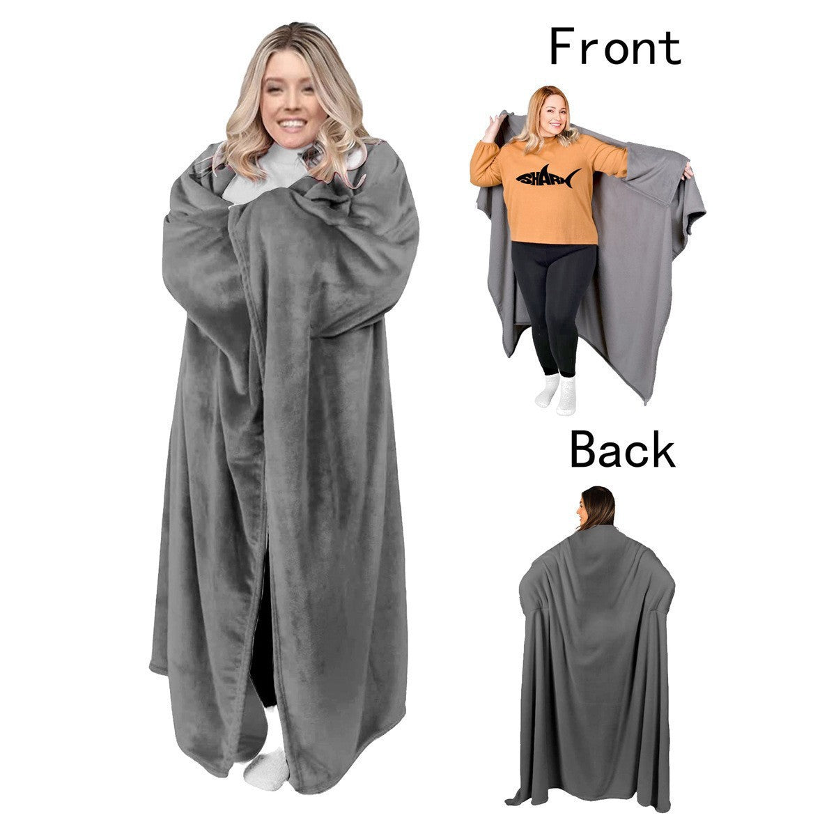 A361  Wearable Warm Blanket Soft Cozy Shawl Wrap Blanket For Sofa Bed Home Outdoor Mother's Day Gift