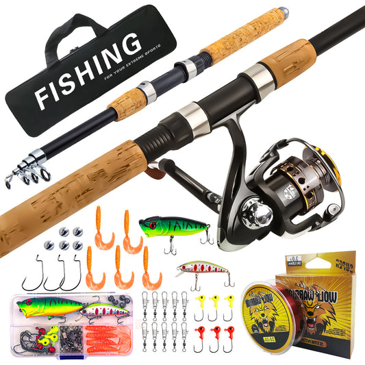 A240  Hot Sale Cork Handle Fiberglass Fishing Rod Combo, Long Throw Saltwater Lure Complete Kit
