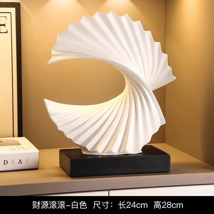 Ocean Wave Sculpture - Modern Funky Abstract Statue, Resin Wave Sea Ornament for Home Office Desk Shelf Accents