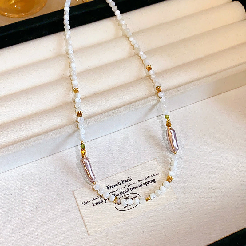 A302  Boho Shell Bead Turquoise Beaded Necklace, Light Luxury Minimalist Luxury Clavicle Necklace for Women