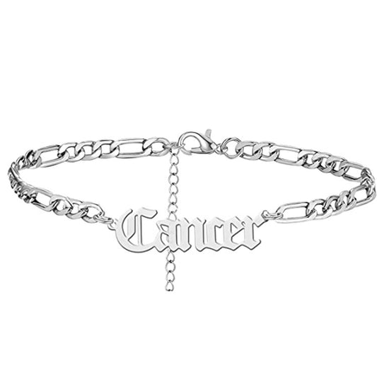 Minimalist 12 Zodiac Anklet Stainless Steel Trendy Constellation Foot Jewelry for Women