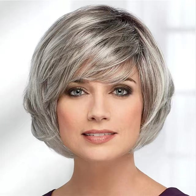 A269  Multi-Color Realistic Short Curly Wig, Side Bangs Bob, Versatile Commute Women's Wig