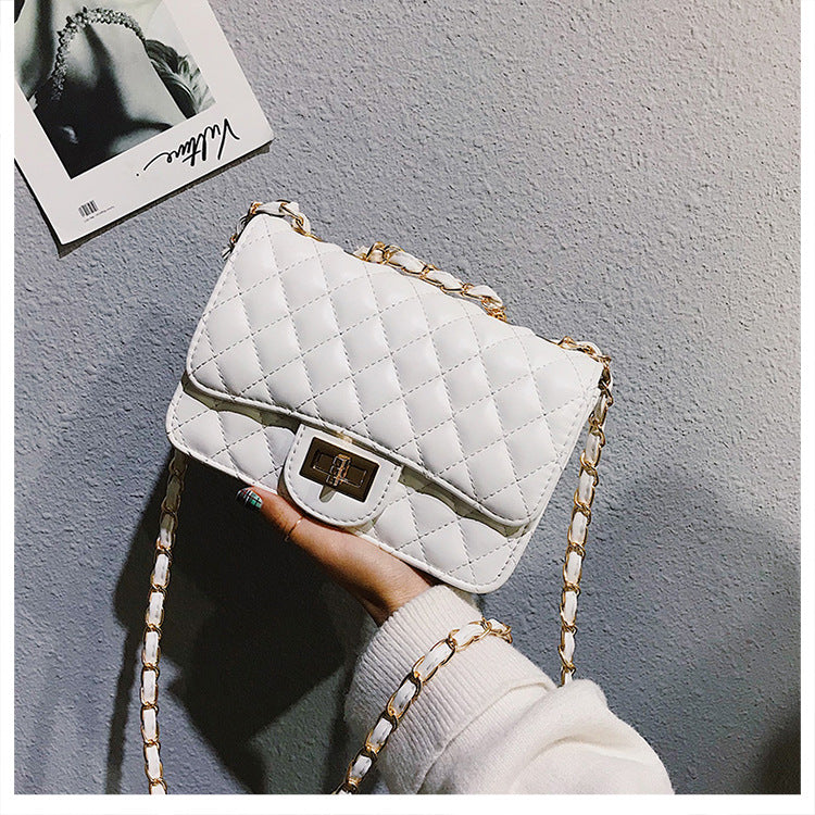 A321  Ins Style Quilted Crossbody Bag, Women's Shoulder Bag with Chain & Lock