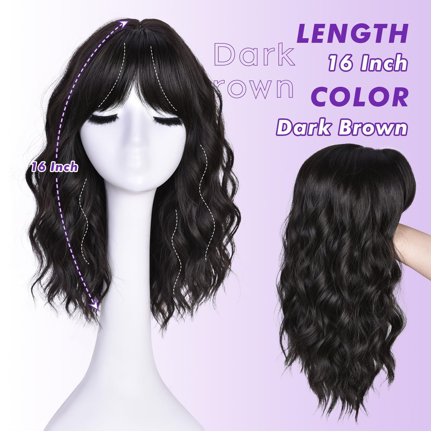 Natural Short Wavy Bob Synthetic Wig Heat Resistant Fiber Ladies Wig for Daily Parties