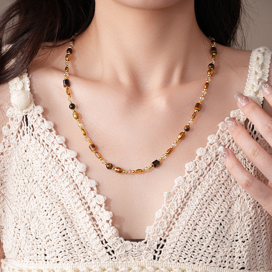 A302  Boho Shell Bead Turquoise Beaded Necklace, Light Luxury Minimalist Luxury Clavicle Necklace for Women
