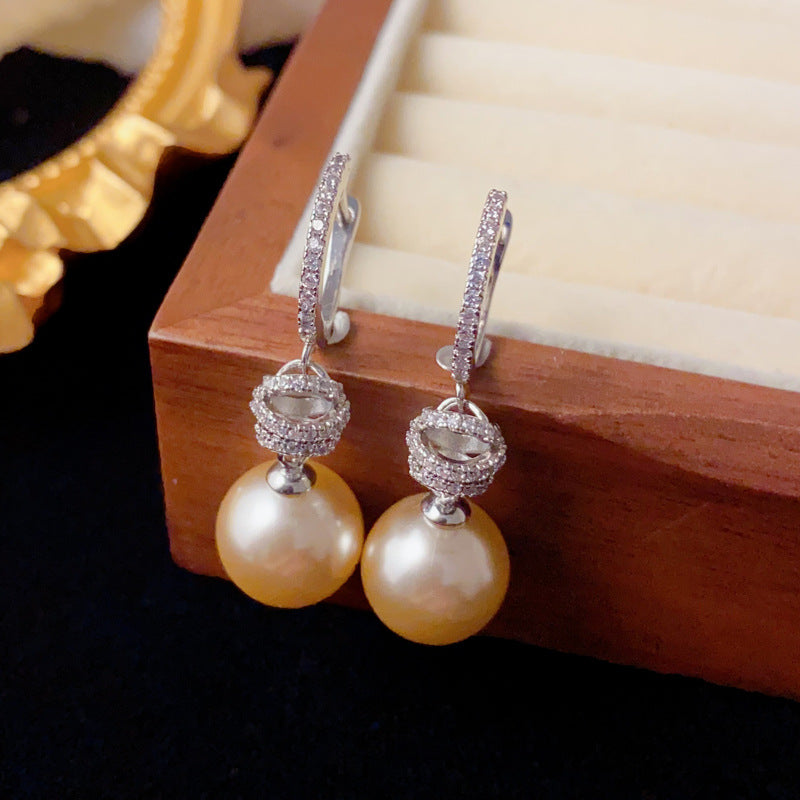 A243  Fashion Elegant Pearl Zircon Knotted Earrings, Personalized Versatile Temperament Design Ear Clips