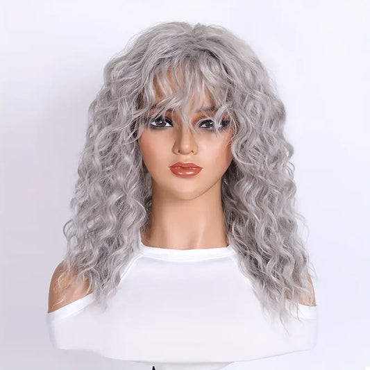 A236  High-Quality Kanekalon Body Wave Wig, Highlight Middle Part Natural Fluffy Wig for Women