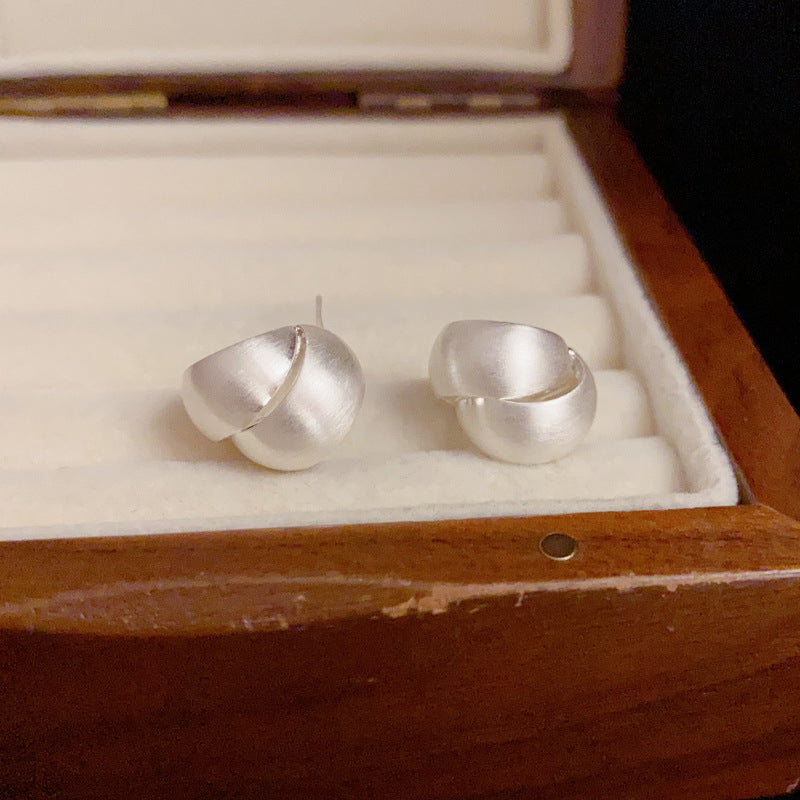 A154  Light Luxury Elegant Brushed Metal Round Stud Earrings, Minimalist Versatile Earrings for Women