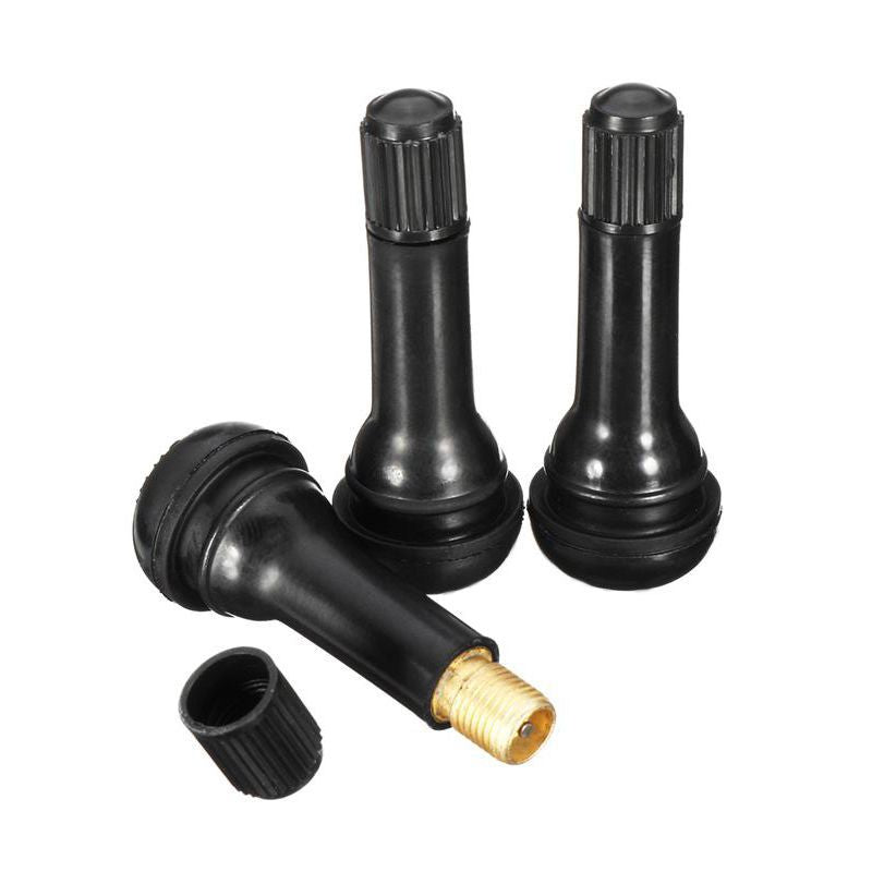 A311  TR413/TR414 Tubeless Tire Valve Stems, Black Rubber & Alloy Valve Caps Universal Tire Valves