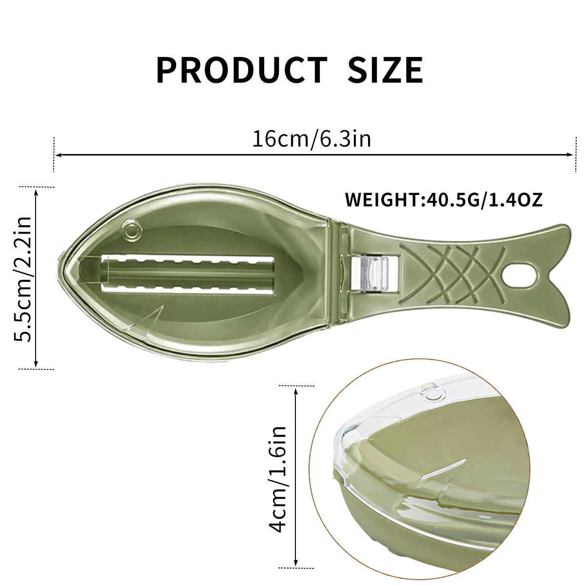 A263  Household Manual Fish Scaler, Covered Splash-proof Design, Kitchen Fish Scaling Tool