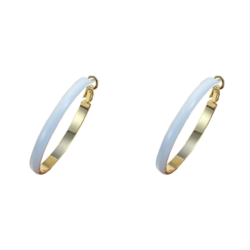 A146  French Vintage Exaggerated Wide Metal Hoop Earrings, Light Luxury Minimalist High-Grade Earrings