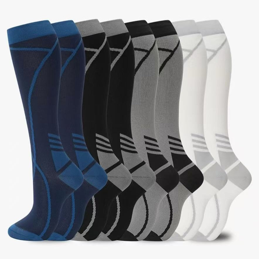 A356 --  6 pairs Sports Mid-Long Compression Socks Unisex Nylon Breathable Pressure Socks For Outdoor Running Cycling