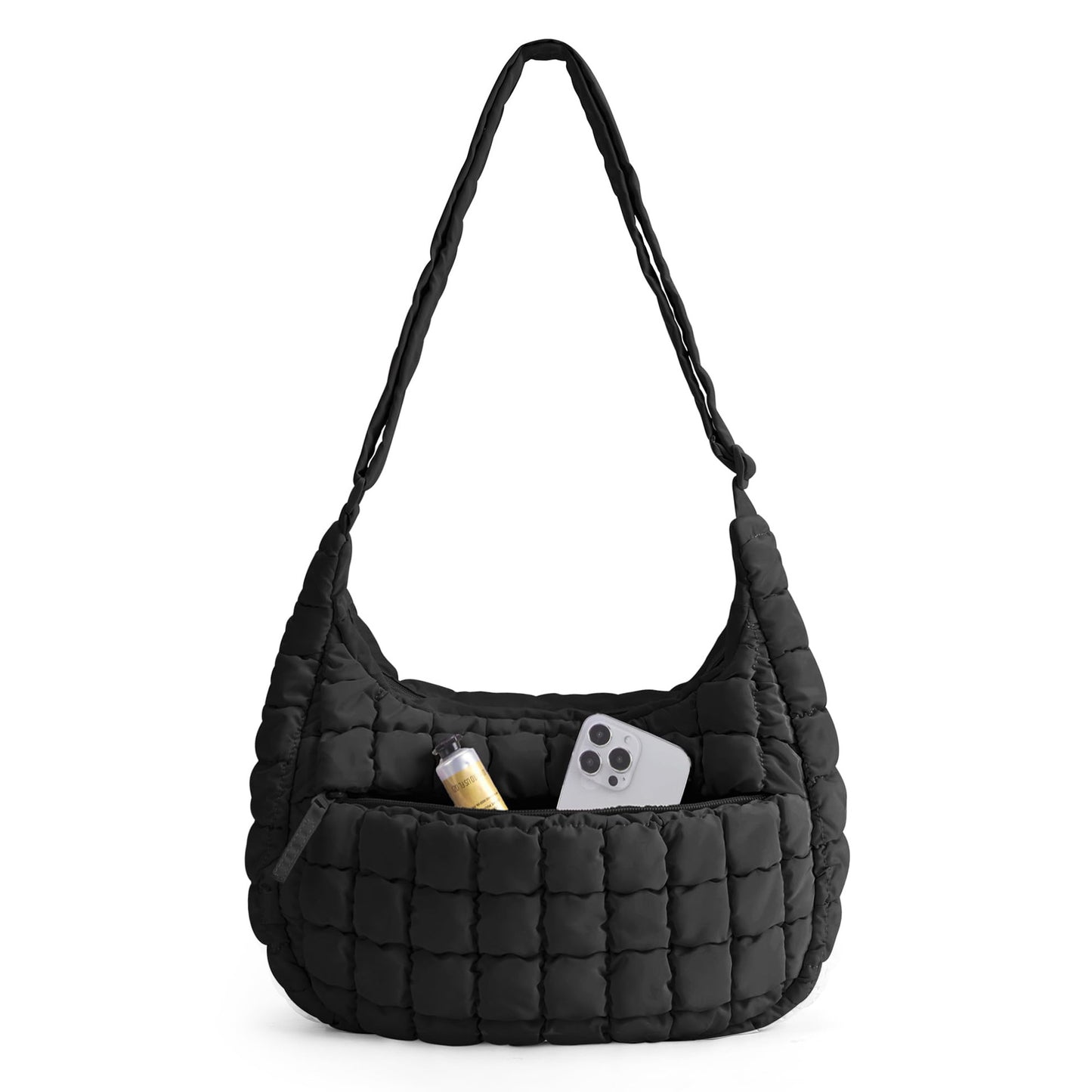 Large-Capacity Cloud Bubble Bag Pleated Shoulder Bag Solid-Color Crossbody Bag
