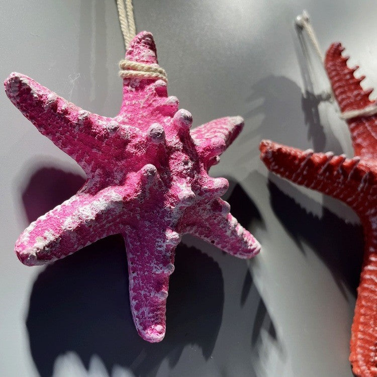 A209  Mediterranean Charm Starfish Wall Hanging, Creative Fishing Net Home Entrance Wall Decor Pendant