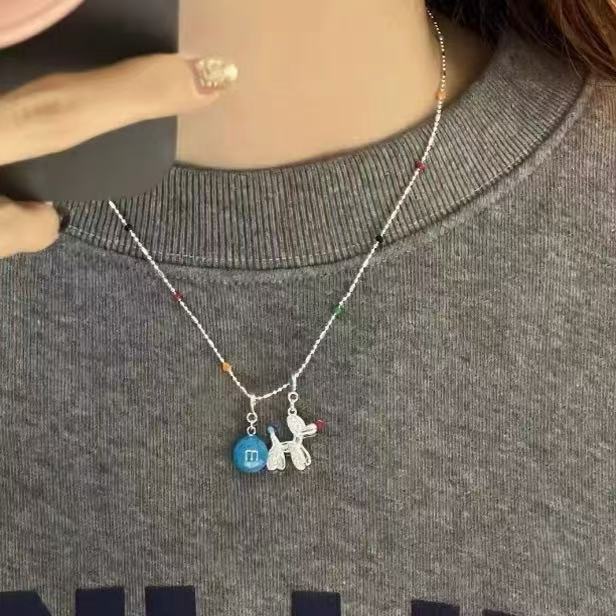 A301  Fashion Dopamine Beaded Cat Necklace, Personality Sweet Style All-Match Choker Jewelry