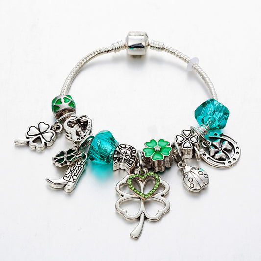 Green Four-Leaf Clover Horseshoe Boot Accessory Bracelet Panjia Bracelet for Women