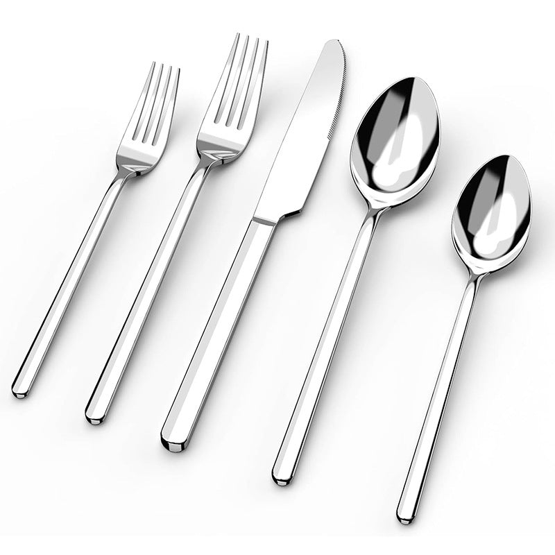 Silverware Set, 5 Piece Flatware Cutlery Set for 1, 18/10 Stainless Steel Silverware Mirror Polished Dishwasher Safe for Home, Restaurant, Wedding, Party(Silver, 5 pieces for 1)