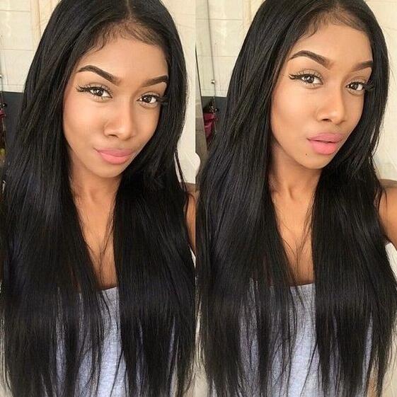 Heat Resistant Synthetic Wig Long Silky Straight Black Synthetic Lace Front Wigs