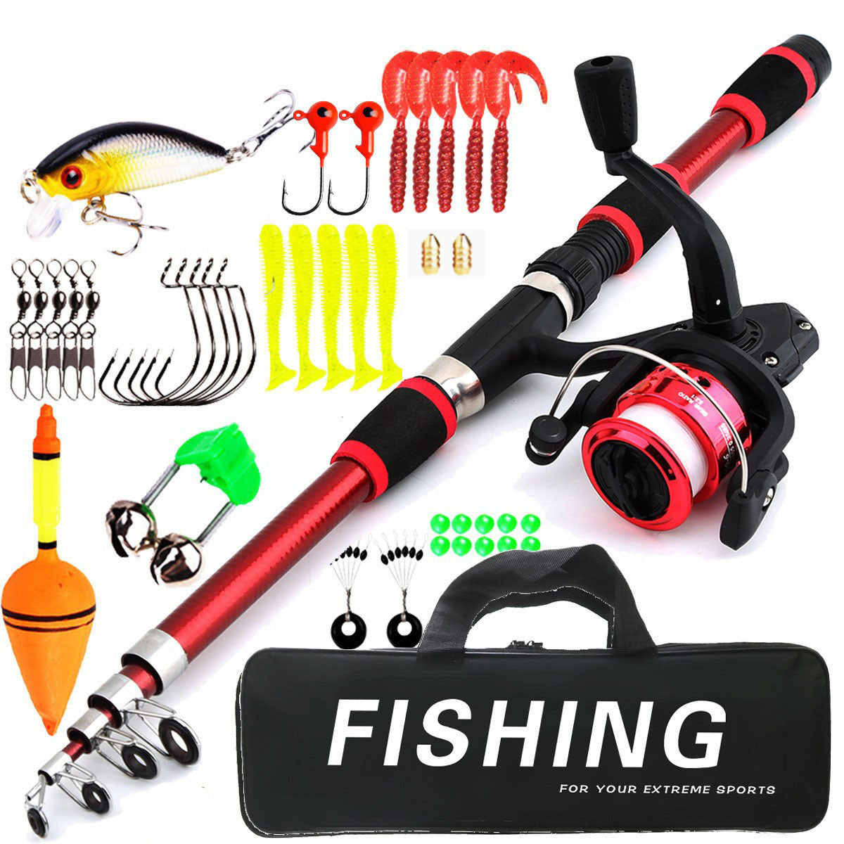 F346  Portable Kids Fishing Rod Set 1.8/2.1m Lightweight Fishing Pole Combo for Boys Girls