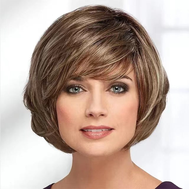 A269  Multi-Color Realistic Short Curly Wig, Side Bangs Bob, Versatile Commute Women's Wig