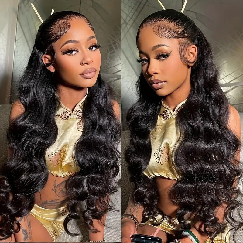 Lace Front Body Wave Long Wig, Pre Plucked Hairline Loose Wavy Human Hair Style Wig for Black Women