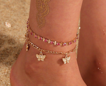 A143 Minimalist Creative Disc Arrow Anklet 3 Piece Set, Summer Diamond Elegant Anklet