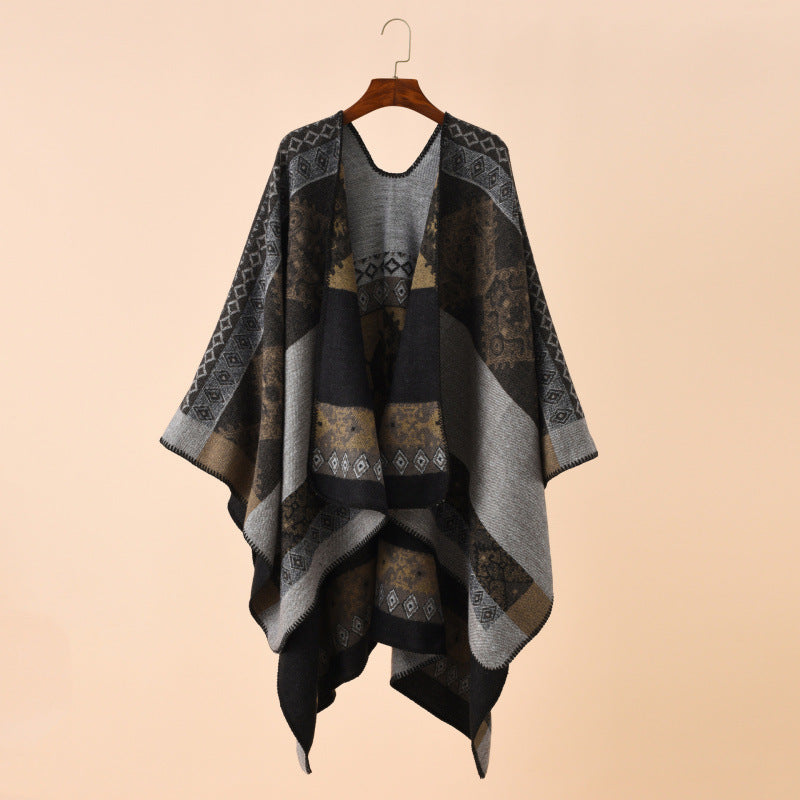Shawl Wraps for Women, Elegant Knitted Cape Open Front Poncho Scarf Blanket Cardigan Coat for Spring, Autumn, and Winter