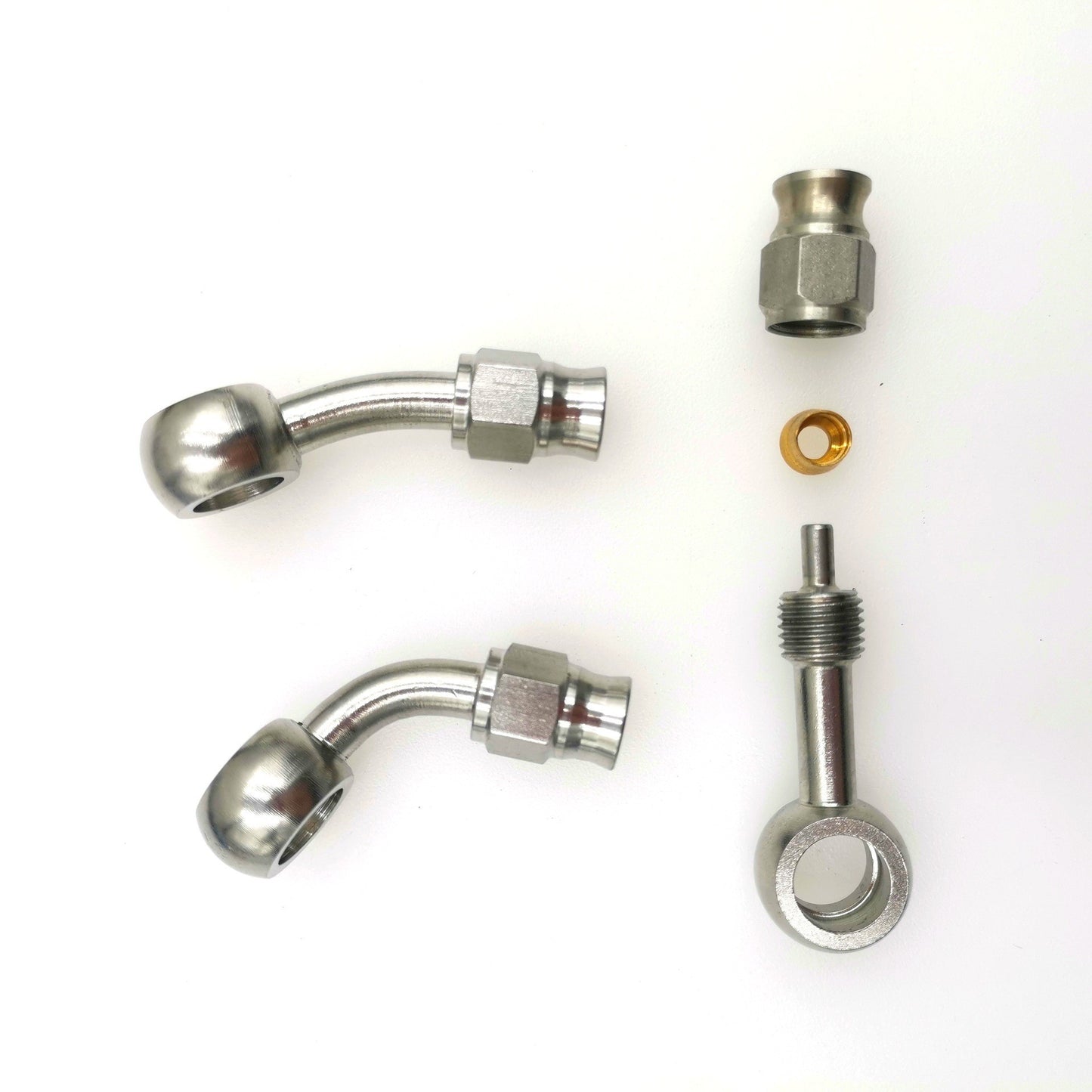 A308  AN3 Stainless Steel Brake Hose Fitting Eye End 0° 28° 90° for Brake Line Modification