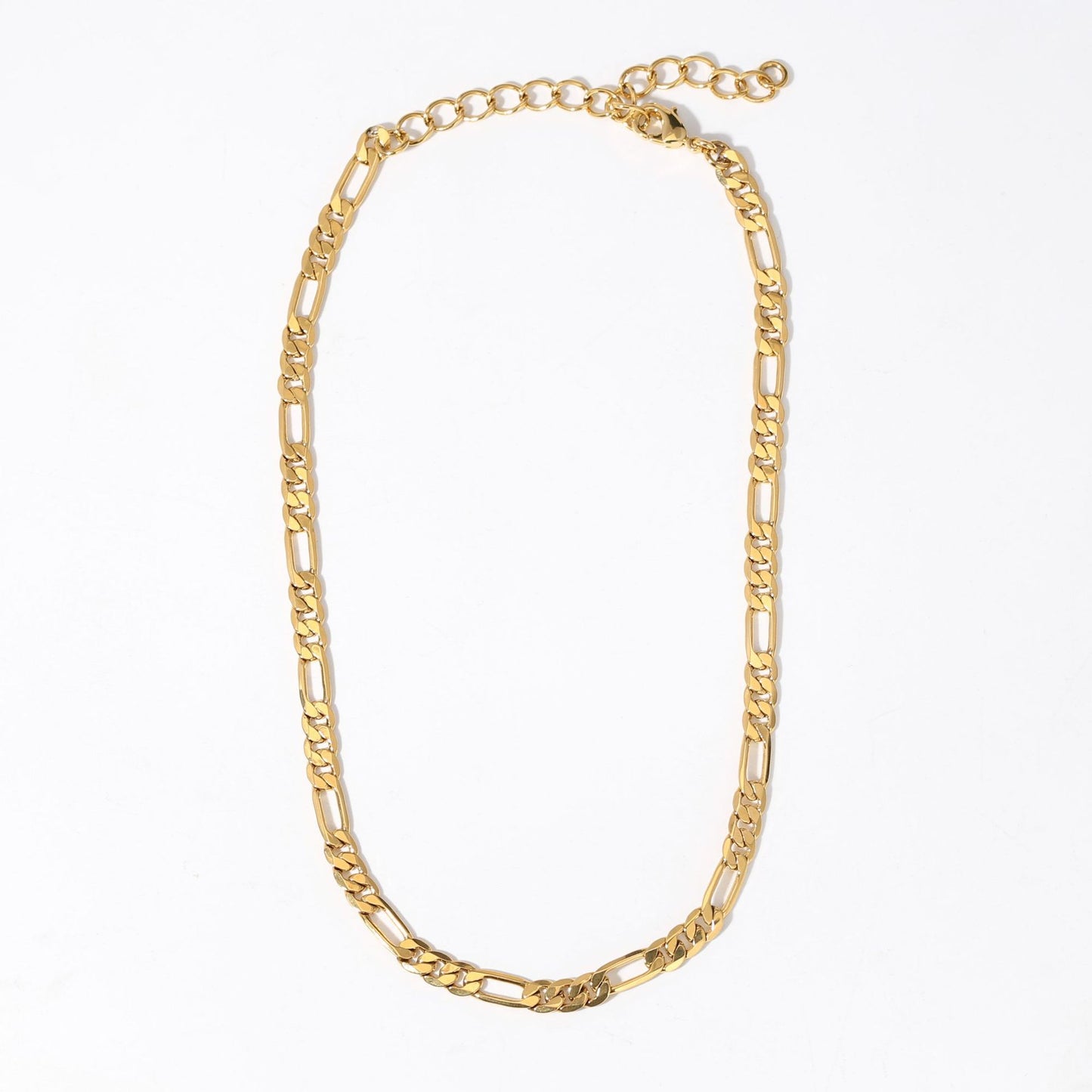 Fashion Versatile Figaro Chain Anklet Bracelet Set Gold Plated Cuban Link Chain Jewelry Set for Women Men