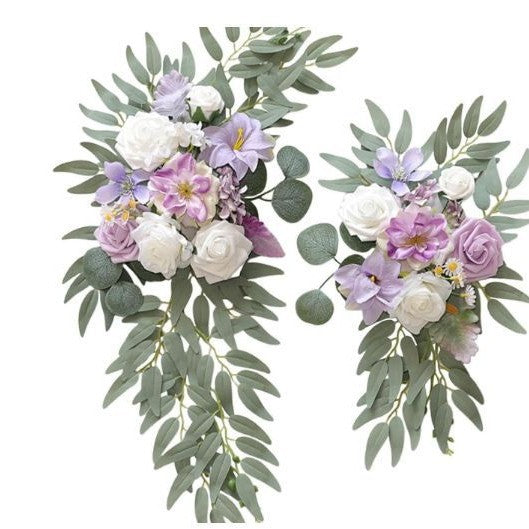 Faux Arch Flower Swag Set of 2 for Wedding Welcome Signs Floral Swag Wedding Reception Ceremony Signs Decor