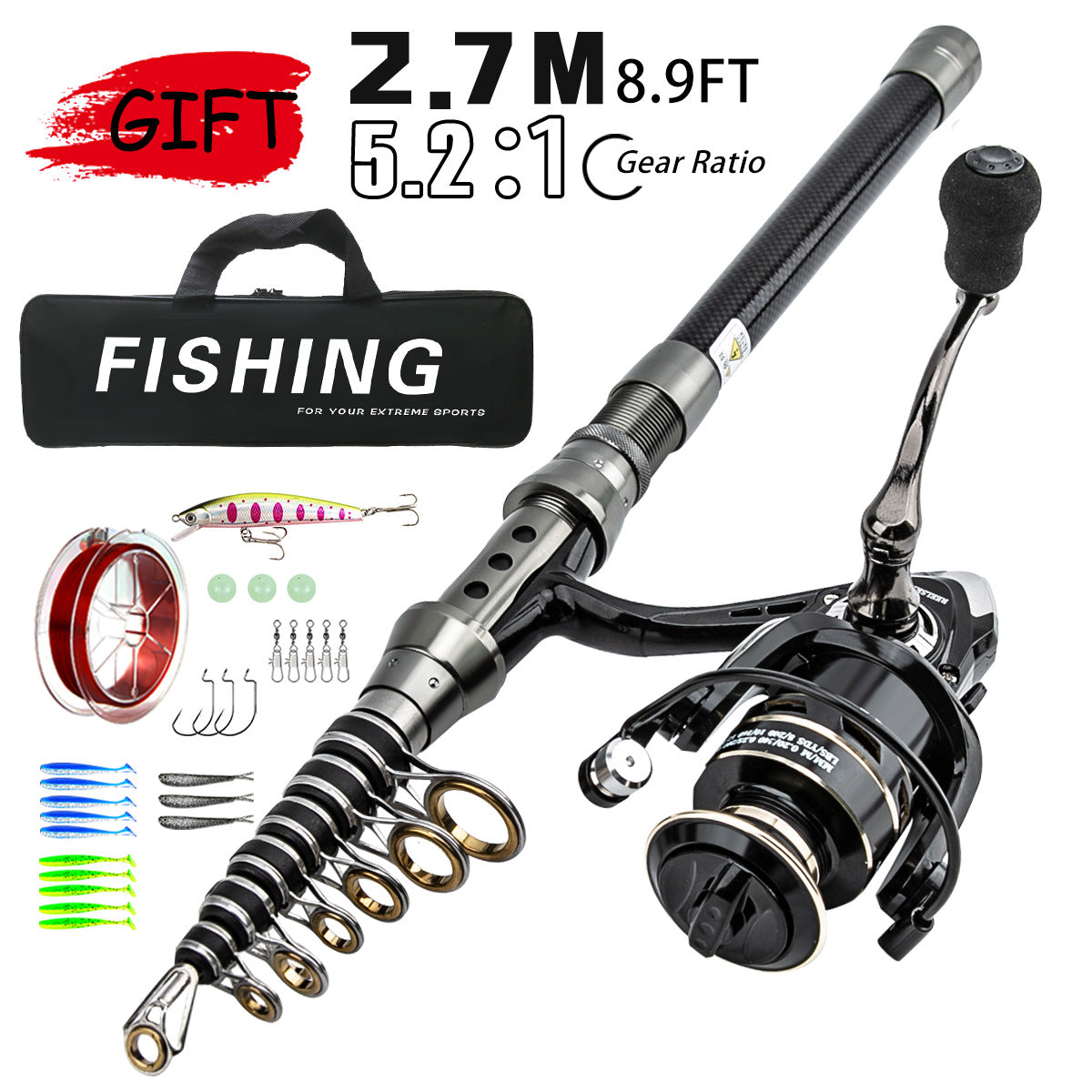 A244  Long Casting Fishing Rod Combo, Special for Bass & Culter, Multifunctional Rod for Sea & Snakehead Fishing