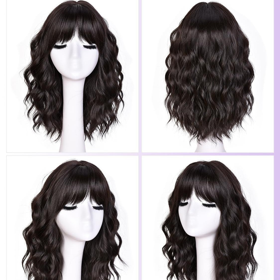 Natural Short Wavy Bob Synthetic Wig Heat Resistant Fiber Ladies Wig for Daily Parties