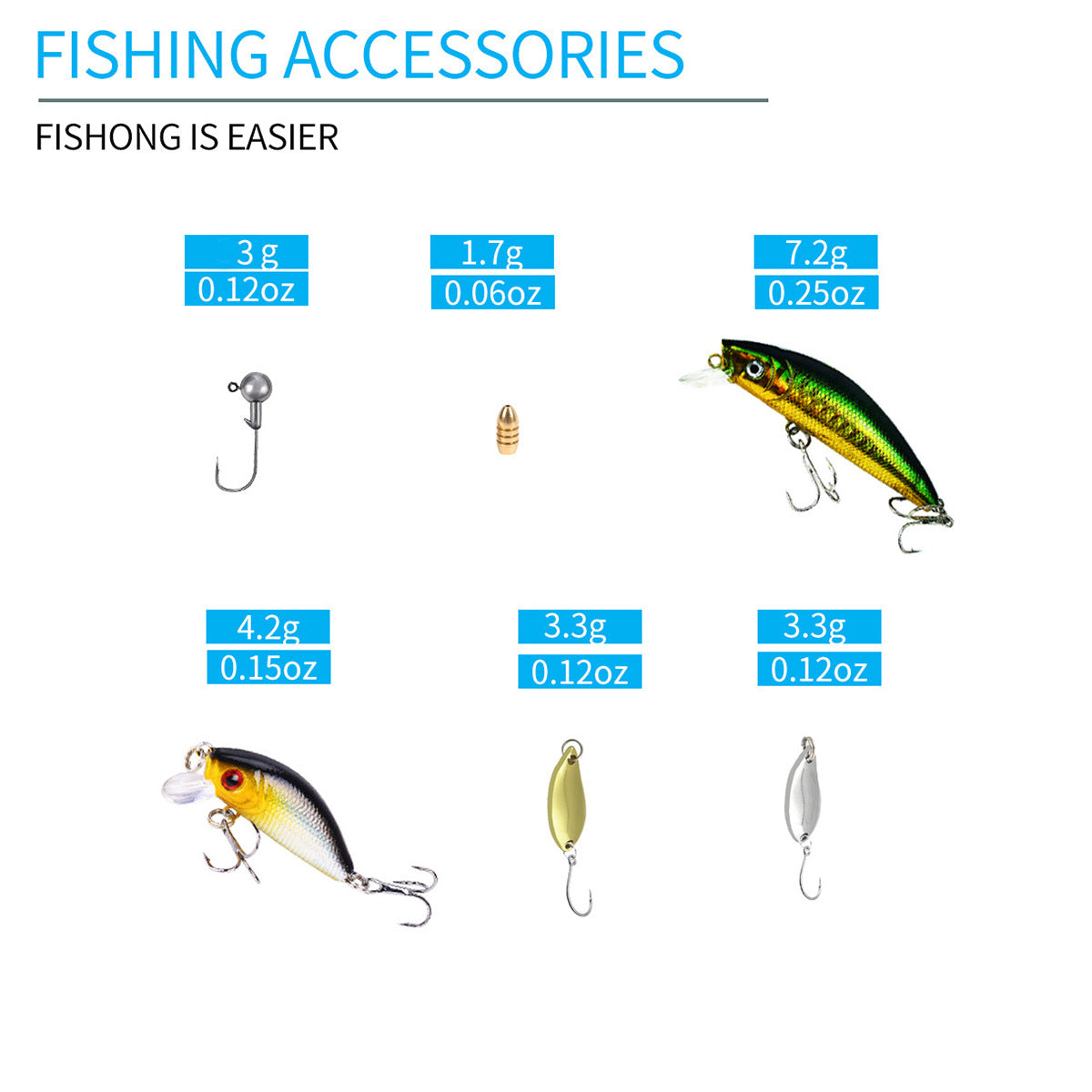 A243  Multifunctional Fishing Lures Combo, Glow Jigs Spoons Soft Lures Minnow Starter Fishing Kit