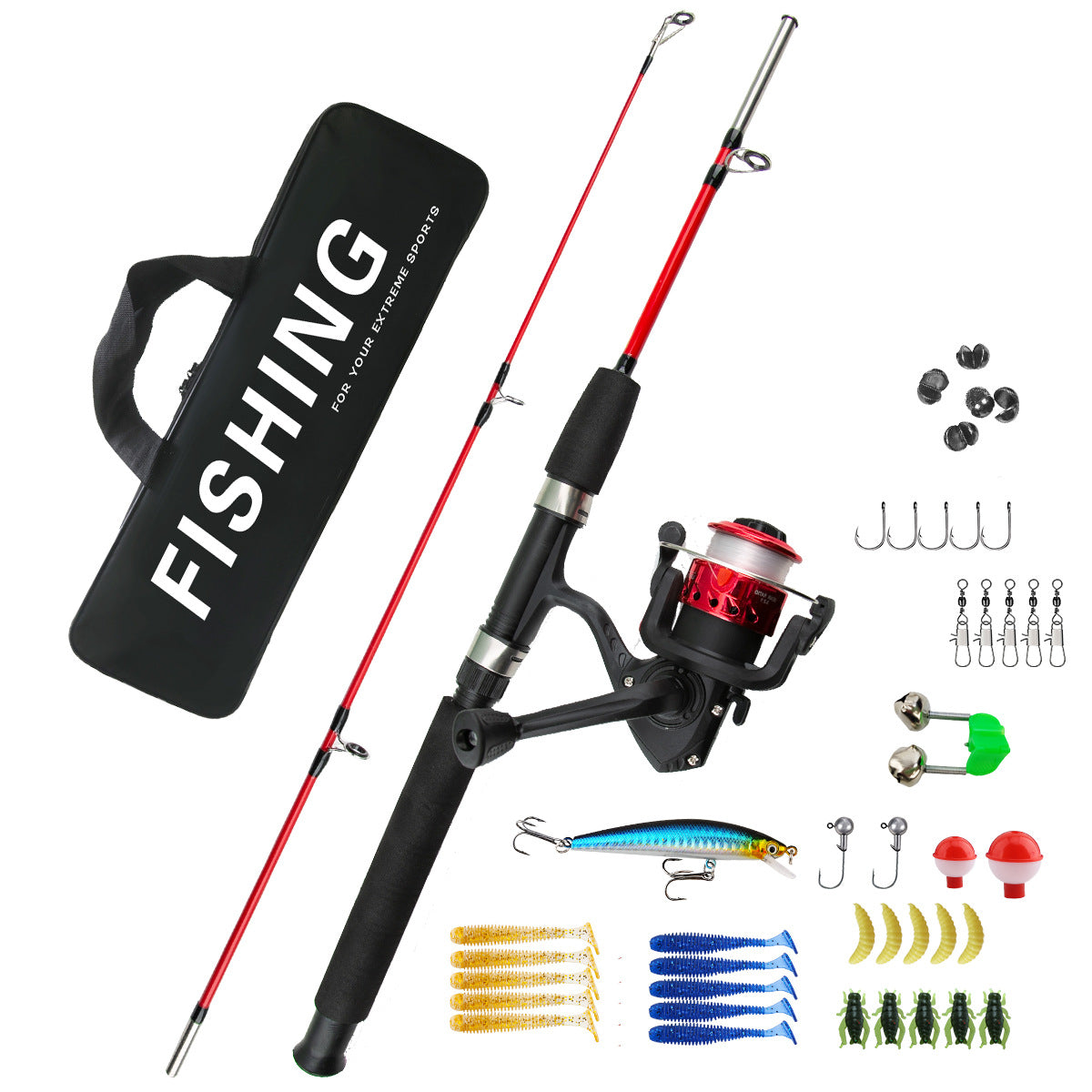 F354  Kids Fishing Rod and Reel Combo Full Kit Portable Children Fishing Tackle Set for Beginners