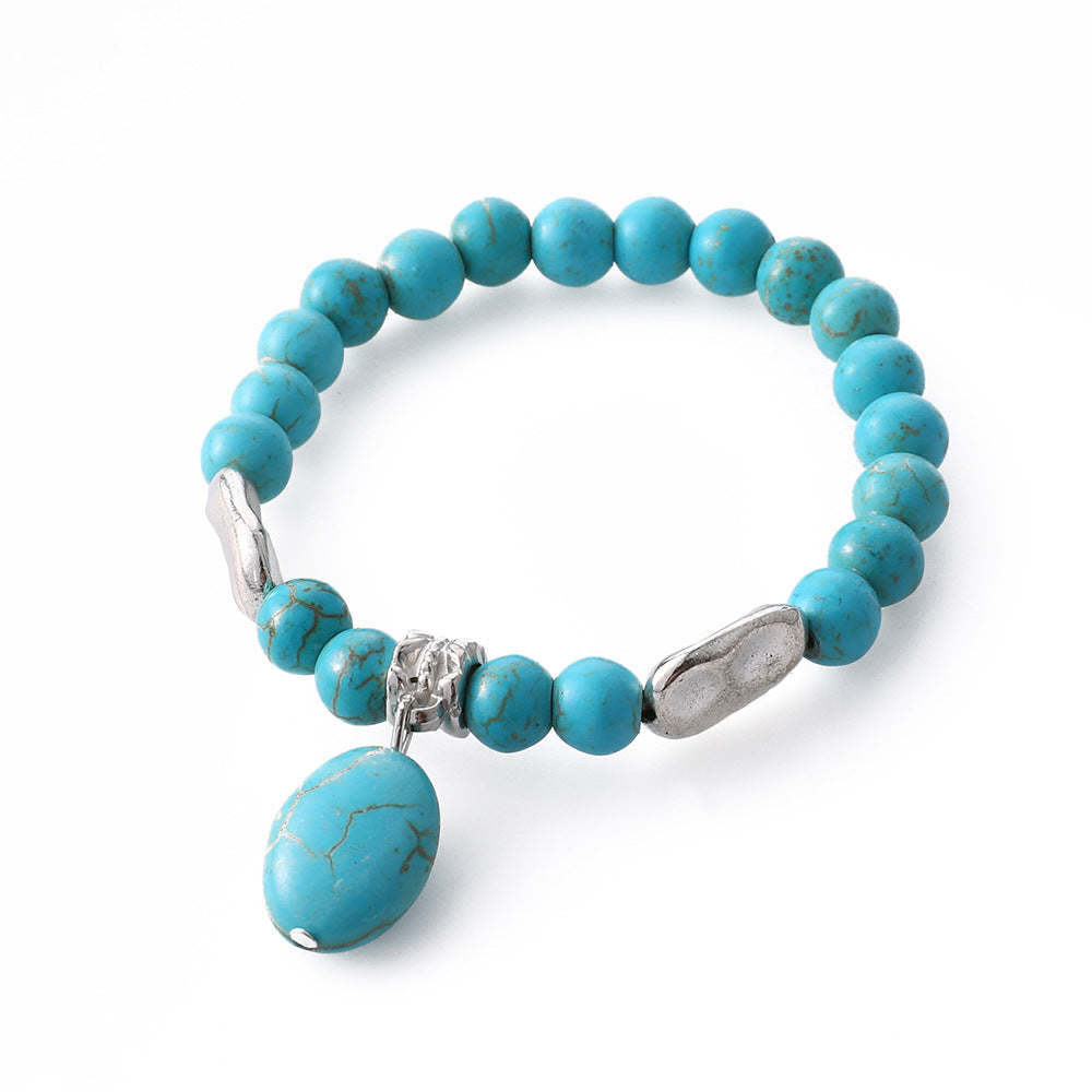 Fashion Bohemian Turquoise Set for Women, Ethnic Beaded Bracelet