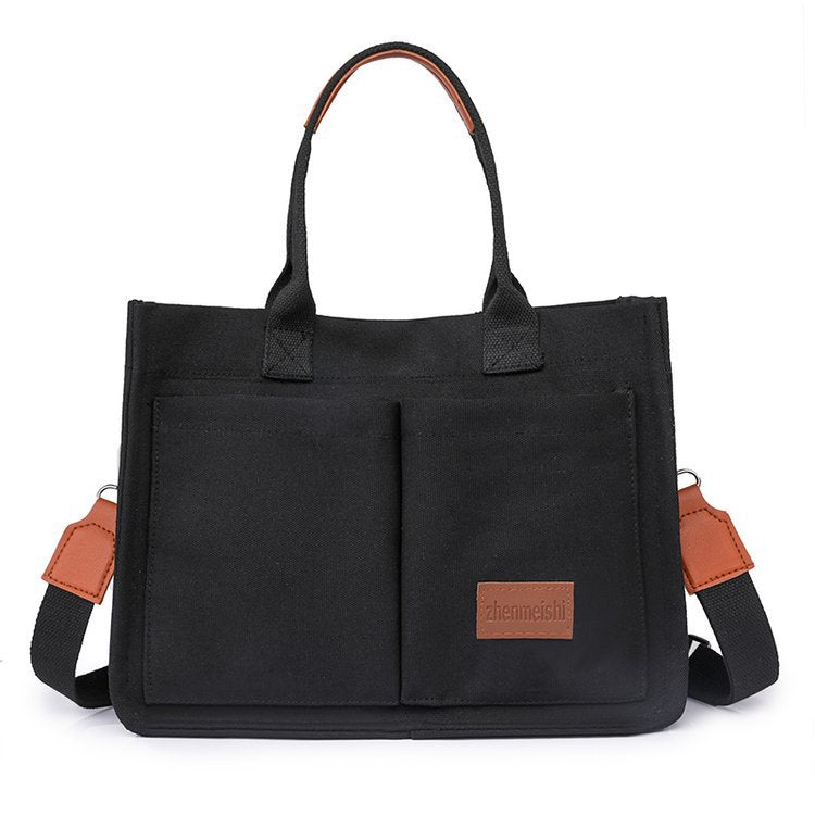 Canvas Tote Bag for Women with Zipper Closure & Individual Compartments for Work College for Teacher & Nurse