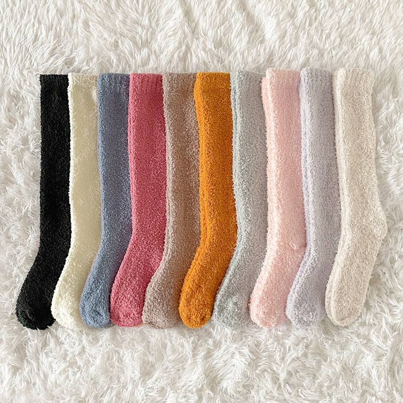 Coral Fleece Ankle Socks for Men and Women Thickened and Fleece-Lined for Fall and Winter Postpartum Long Socks Home Sleep Floor Socks for Indoor Wear