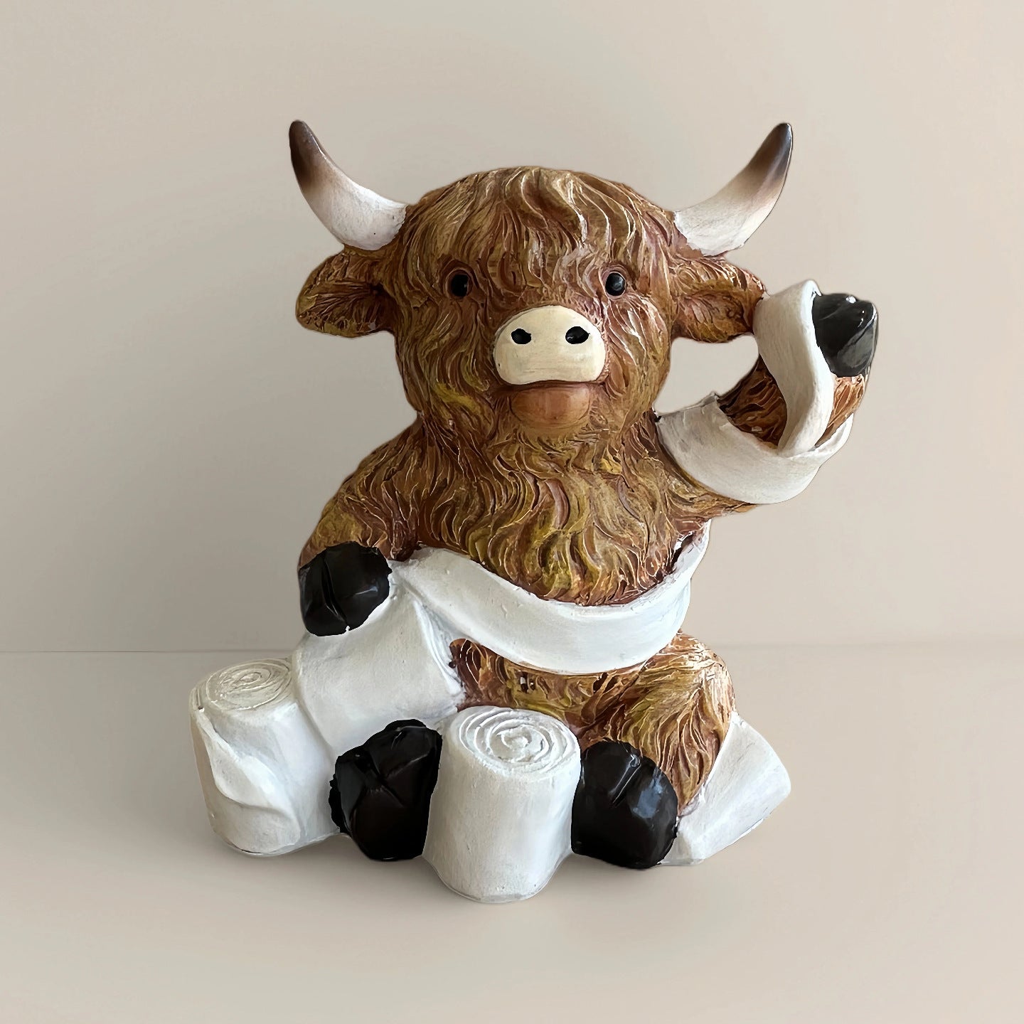 Bathroom Decor Highland Cow Statue Resin Ornament Craft Creative Holiday Home Decor Gift