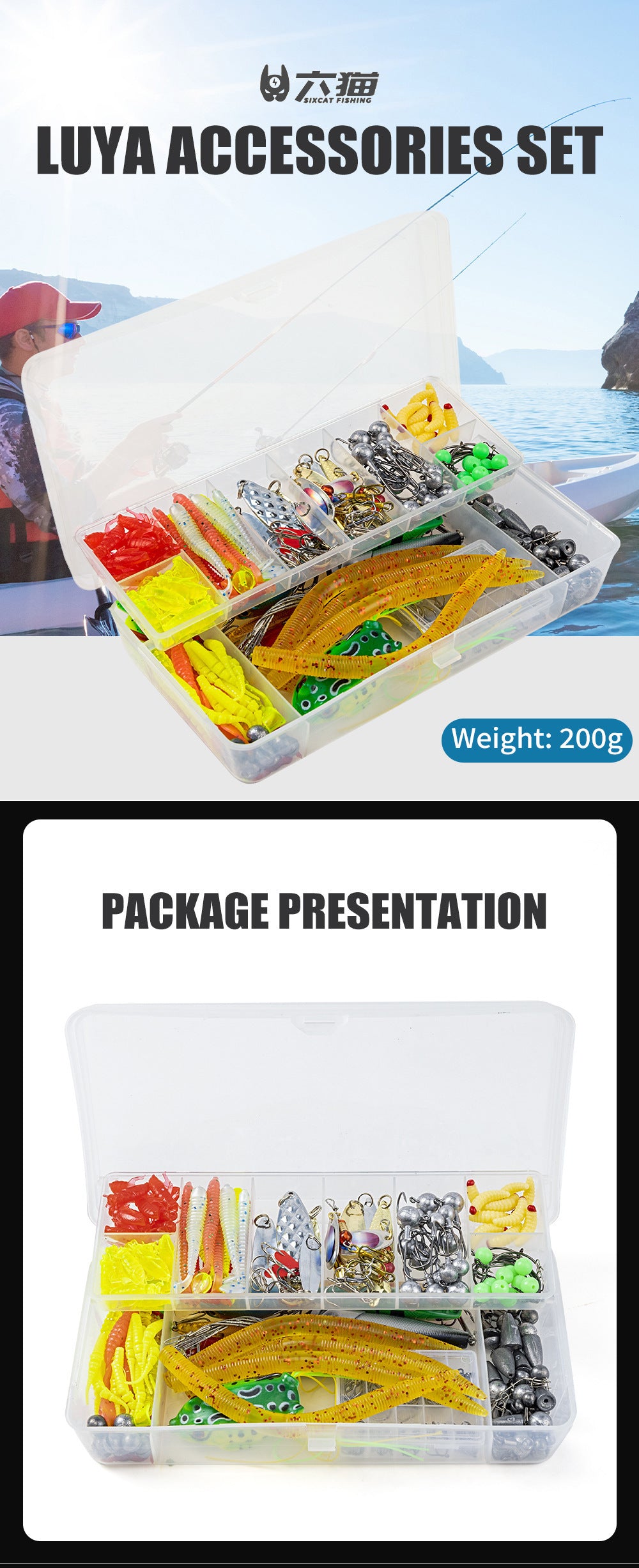 F340  97/302-Piece Accessory Set: Lure Fishing Tackle, Plastic Lures, Artificial Lures, and Lure Accessories