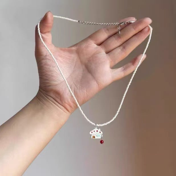 A301  Fashion Dopamine Beaded Cat Necklace, Personality Sweet Style All-Match Choker Jewelry