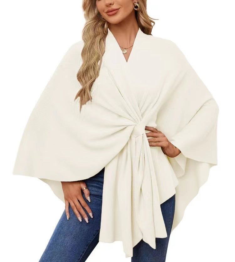 Women's Elegant Shawl Wraps Soft Open Front Poncho Sweater for Spring Fall Winter