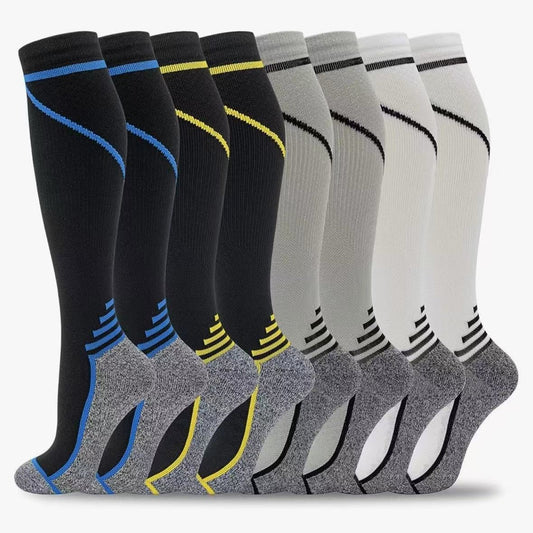 A356 --  6 pairs Sports Mid-Long Compression Socks Unisex Nylon Breathable Pressure Socks For Outdoor Running Cycling