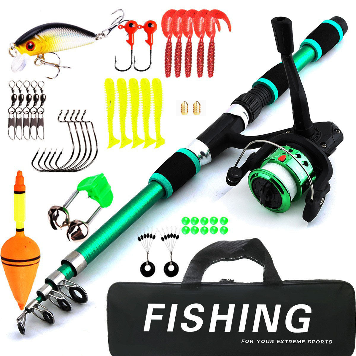 F346  Portable Kids Fishing Rod Set 1.8/2.1m Lightweight Fishing Pole Combo for Boys Girls