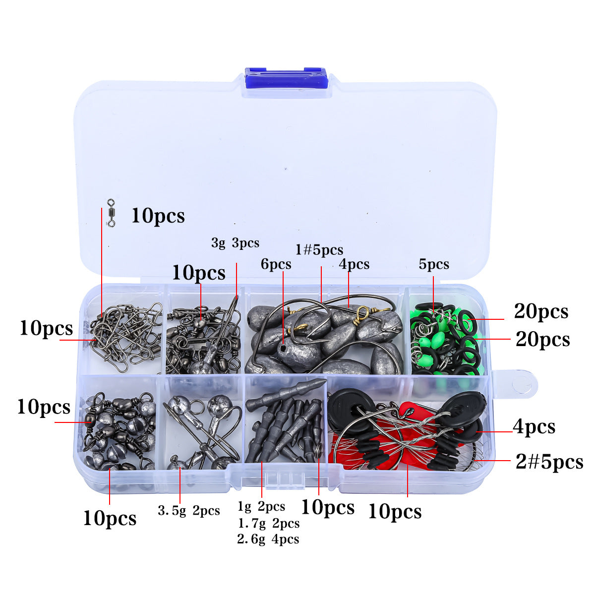 A161  -152pcs Fishing Hook Accessories Kit, Ise-Ni Treble Hooks Sinkers Full Combo