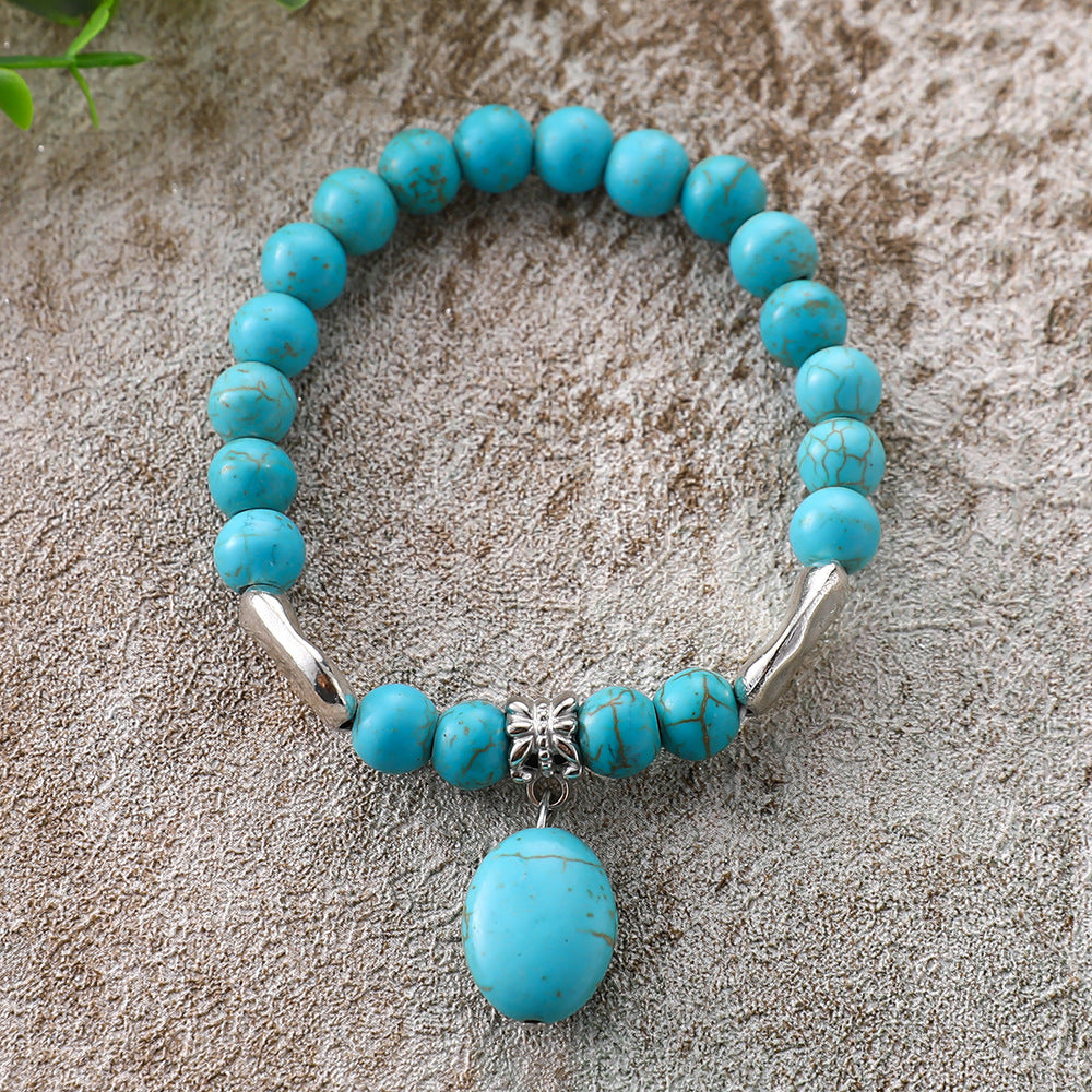 Fashion Bohemian Turquoise Set for Women, Ethnic Beaded Bracelet