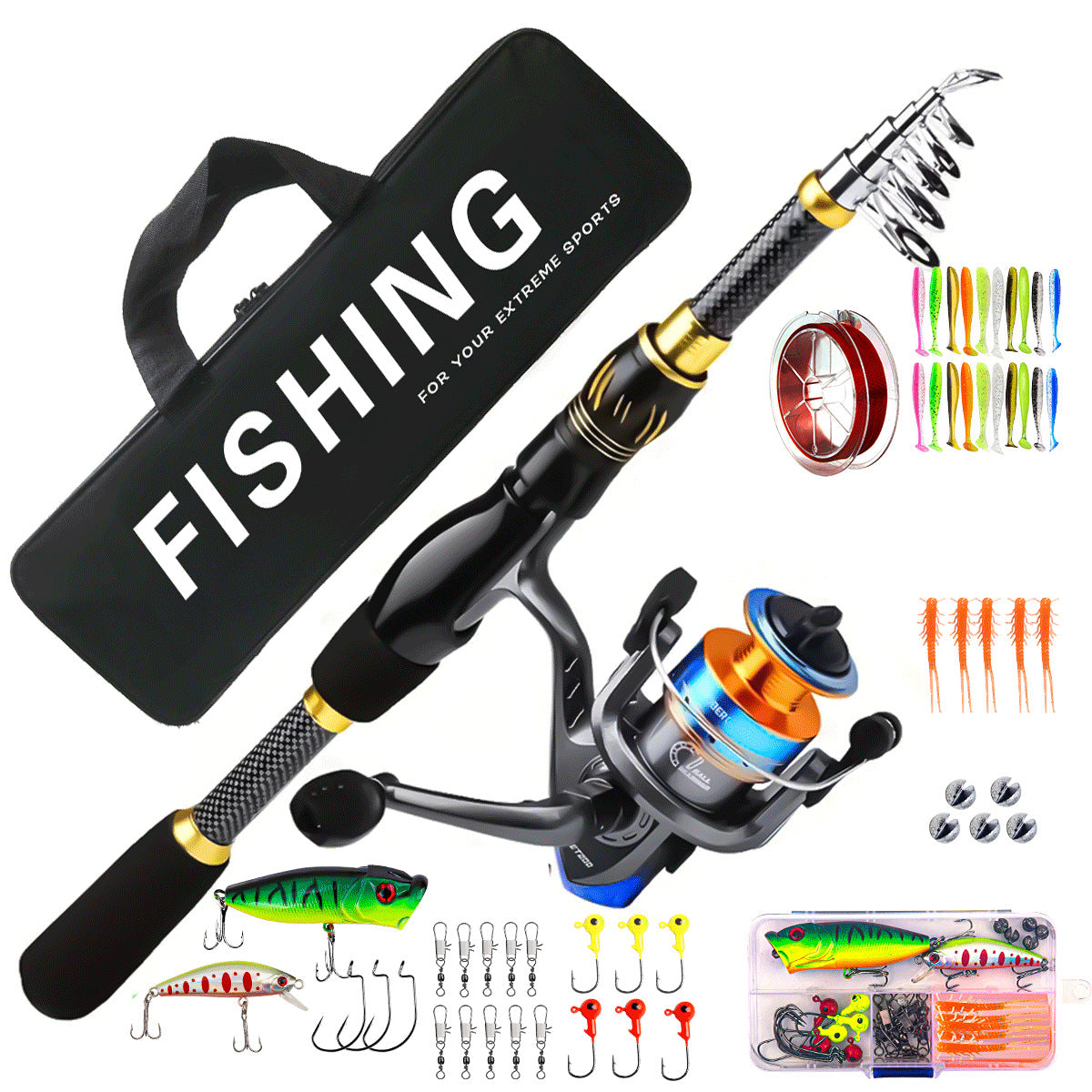 A239  Long Distance Casting Sea Fishing Rod Combo, Reel & Rod Bag Set for Beginners, Complete Saltwater Fishing Kit